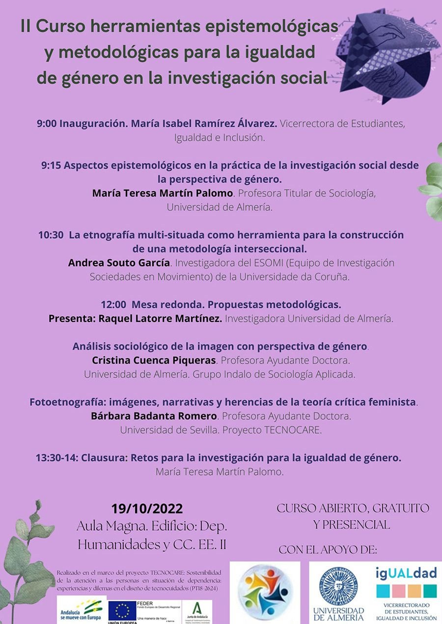 Tecnocare. II Edición Curso: Herramientas Epistemológicas y Metodológicas para la Igualdad de Género en Investigación Social